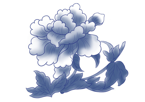 原創(chuàng)手繪中國風(fēng)青瓷牡丹花花紋