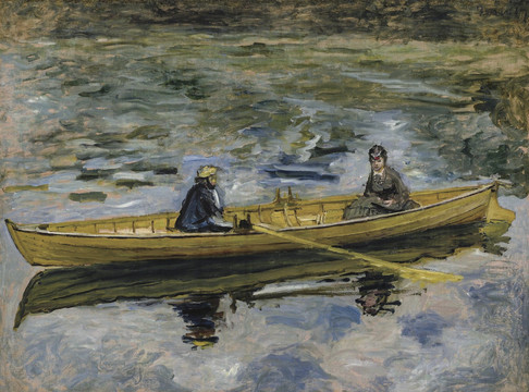 克劳德·莫奈划船的人油画