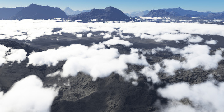 云雾大山写实装饰山水画