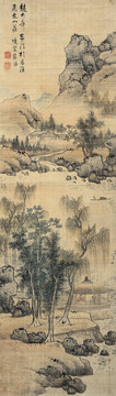 藍(lán)瑛柳溪茅亭