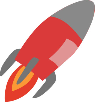 原创手绘扁平卡通红色点燃的火箭