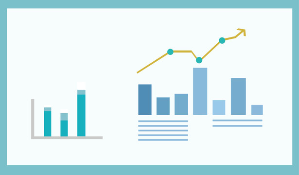 原创手绘手扁平商务风图表插画