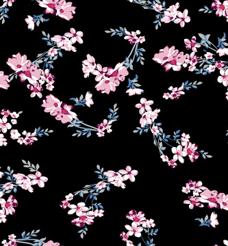 傳統(tǒng)印花設(shè)計(jì)圖小花樹葉