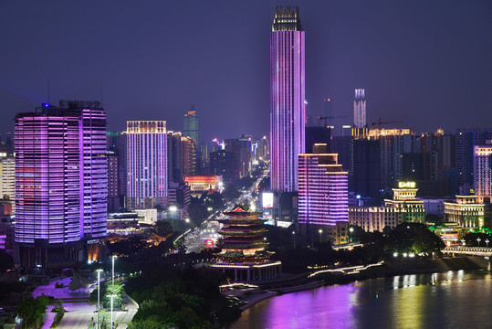 南宁朝阳广场畅游阁夜景