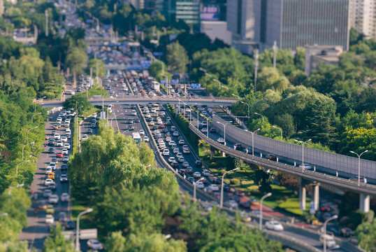 北京城市交通二环路车流