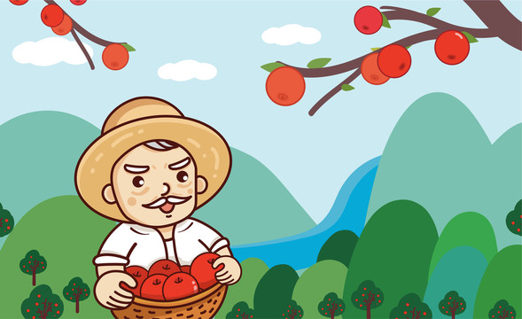 农民插画水果包装设计