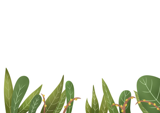 原創(chuàng)手繪卡通底部一排綠植插畫(huà)