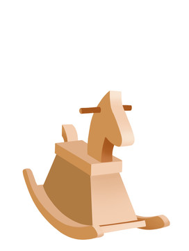 原創(chuàng)手繪卡通兒童玩具木馬插畫(huà)