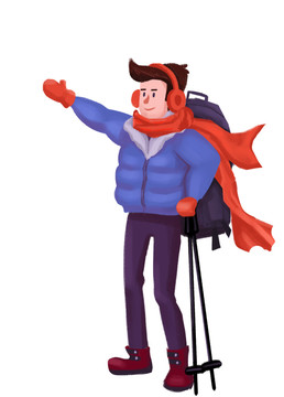 原創(chuàng)手繪卡通兒童冰雪節(jié)男人插畫