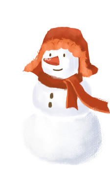 原創(chuàng)手繪卡通冬季帶圍巾帽子雪人