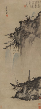 戴文進巖壑孤舟圖