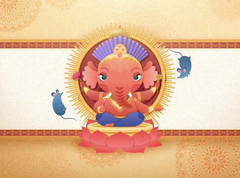 可愛(ài)象神節(jié)角色插畫