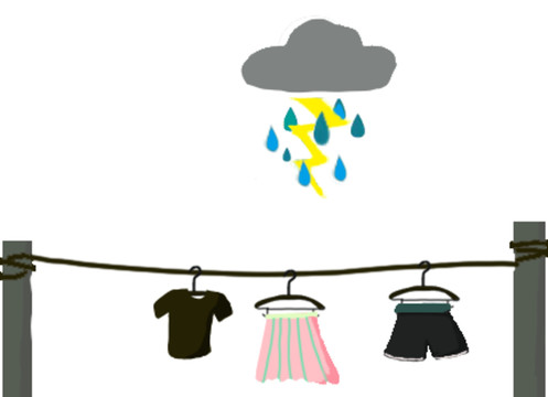 下雨收衣服png图片