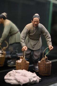 古代磁窑陶工生产场景泥塑模型
