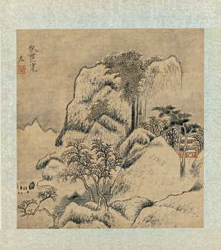 趙左仿范寬山水圖