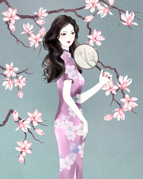玉蘭花旗袍美人