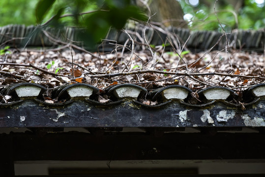 老式瓦片屋素材