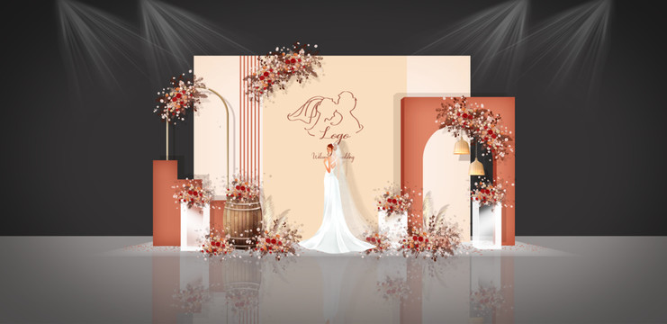 香檳橘紅莫蘭迪婚禮