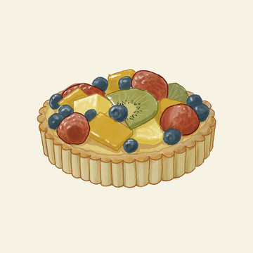 甜品蛋糕水果塔手绘元素
