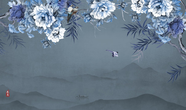 手繪花鳥(niǎo)裝飾畫(huà)掛畫(huà)無(wú)框畫(huà)