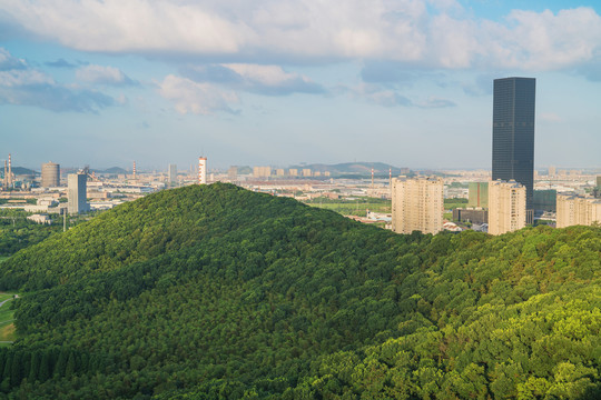 俯瞰中国江苏江阴城市风光全景