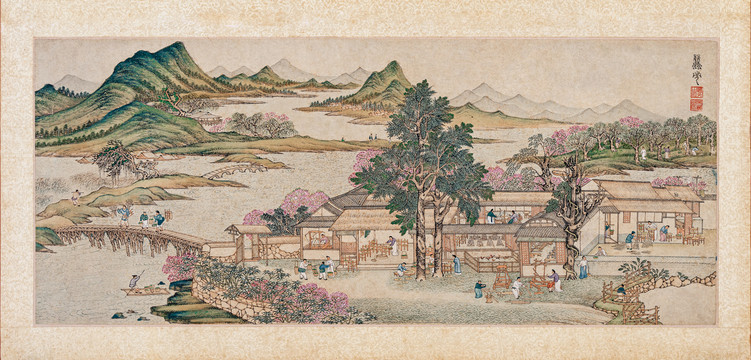 吳彬歲華紀(jì)勝圖冊蠶市圖