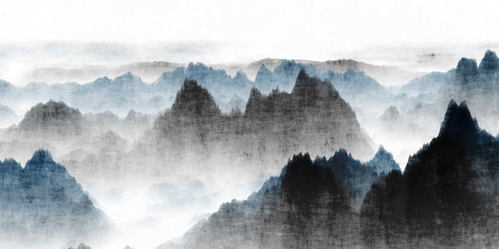 中國風(fēng)水墨畫山脈裝飾畫