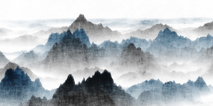 中国风水墨画山脉装饰画