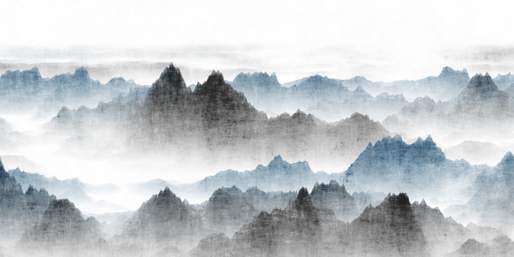 中國風(fēng)水墨畫山脈裝飾畫