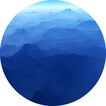 圓形意境萬重山裝飾畫