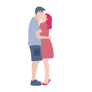 拥抱的情侣男女手绘卡通人体
