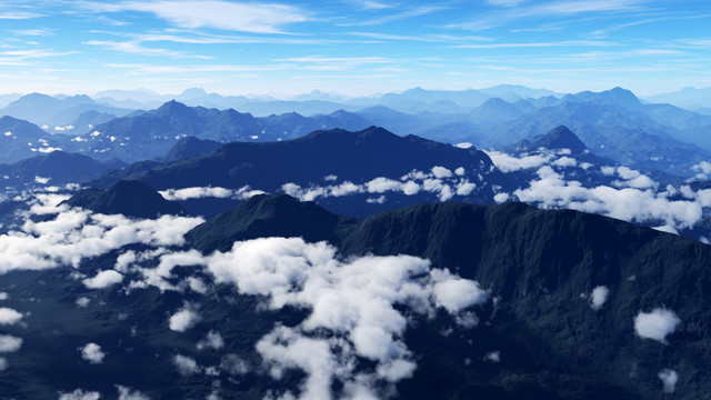 写实俯视群山