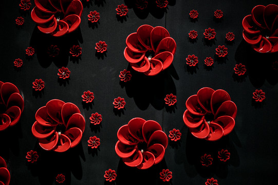 上海世博会委内瑞拉馆的陶瓷红花