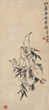 李鱔水墨畫平安有余圖