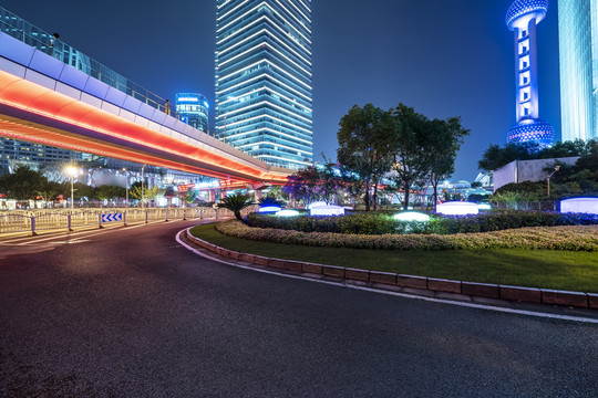 上海陆家嘴街道夜景