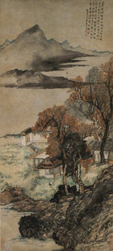 蔡嘉密樹秋庭圖