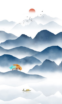 中式山水掛畫