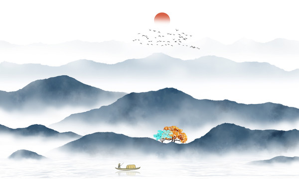 水墨山水裝飾畫(huà)