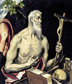 埃尔·格列柯拿十字架的裸体男人油画