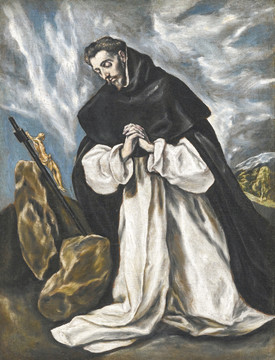 埃尔·格列柯向十字架祷告的神父油画