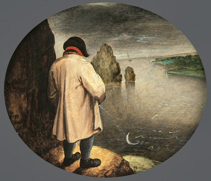 彼得·勃鲁盖尔站在小便油画