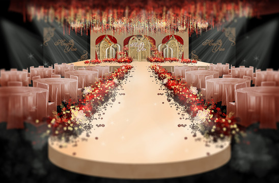 欧式宫廷复古婚礼舞台效果图
