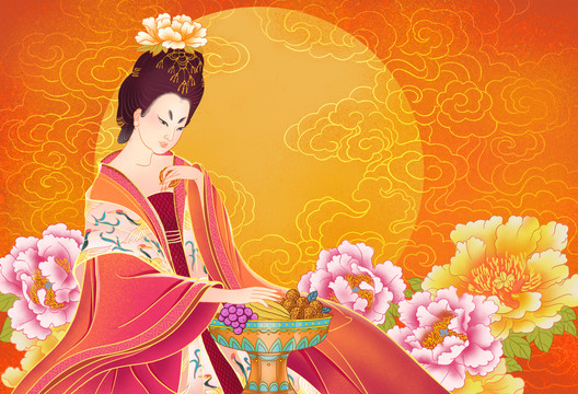 中秋月餅包裝唐朝仕女貴妃