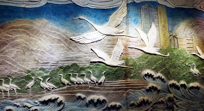 鹭鸟雕塑