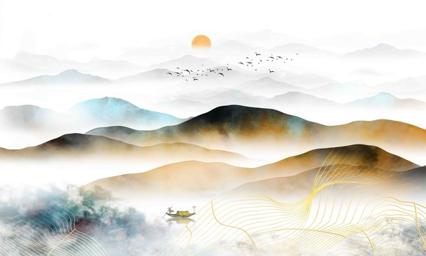 水墨山背景墻