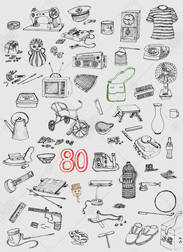 80年代物品線條畫(huà)
