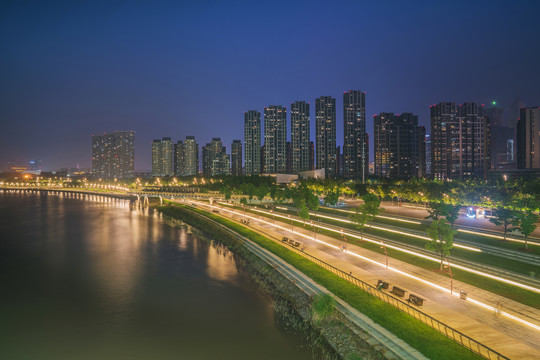 中国南京秦淮河和河西城市建筑
