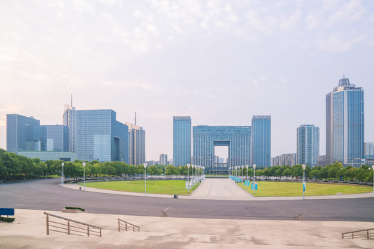 中国南京城市CBD建筑群和街景