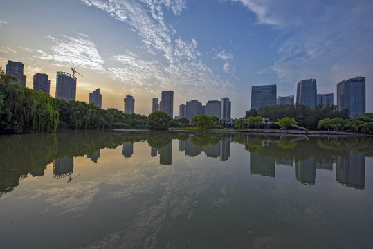 江苏省淮安市钵池山公园城市风光