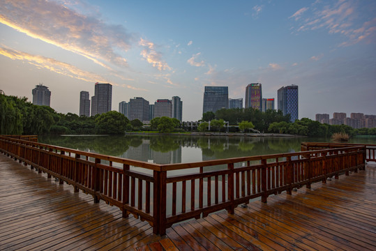 江苏省淮安市钵池山公园城市风光